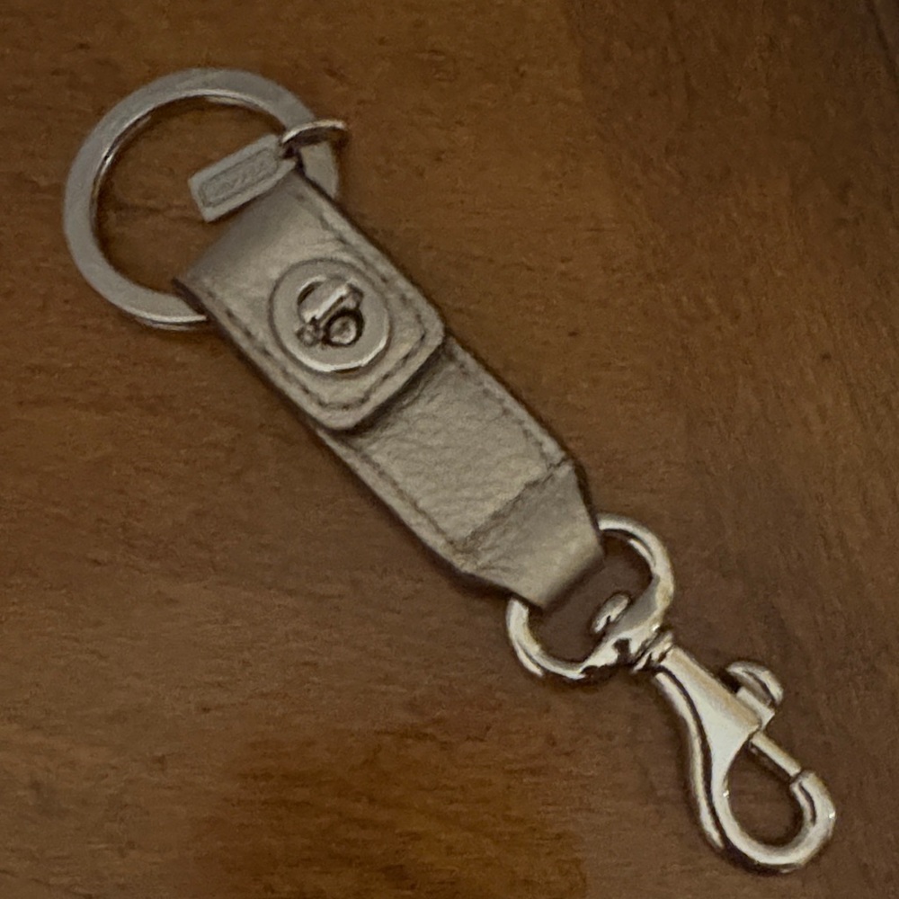 Coach Trigger Snap Bag Charm metallic silver double turnlock keychain Y2K ring - Picture 3 of 13